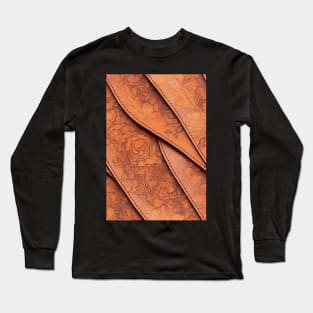 Brown Ornamental Leather Stripes, natural and ecological leather print #69 Long Sleeve T-Shirt